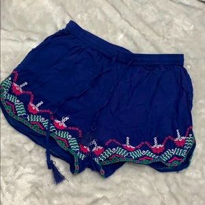 Blue embroidered shorts